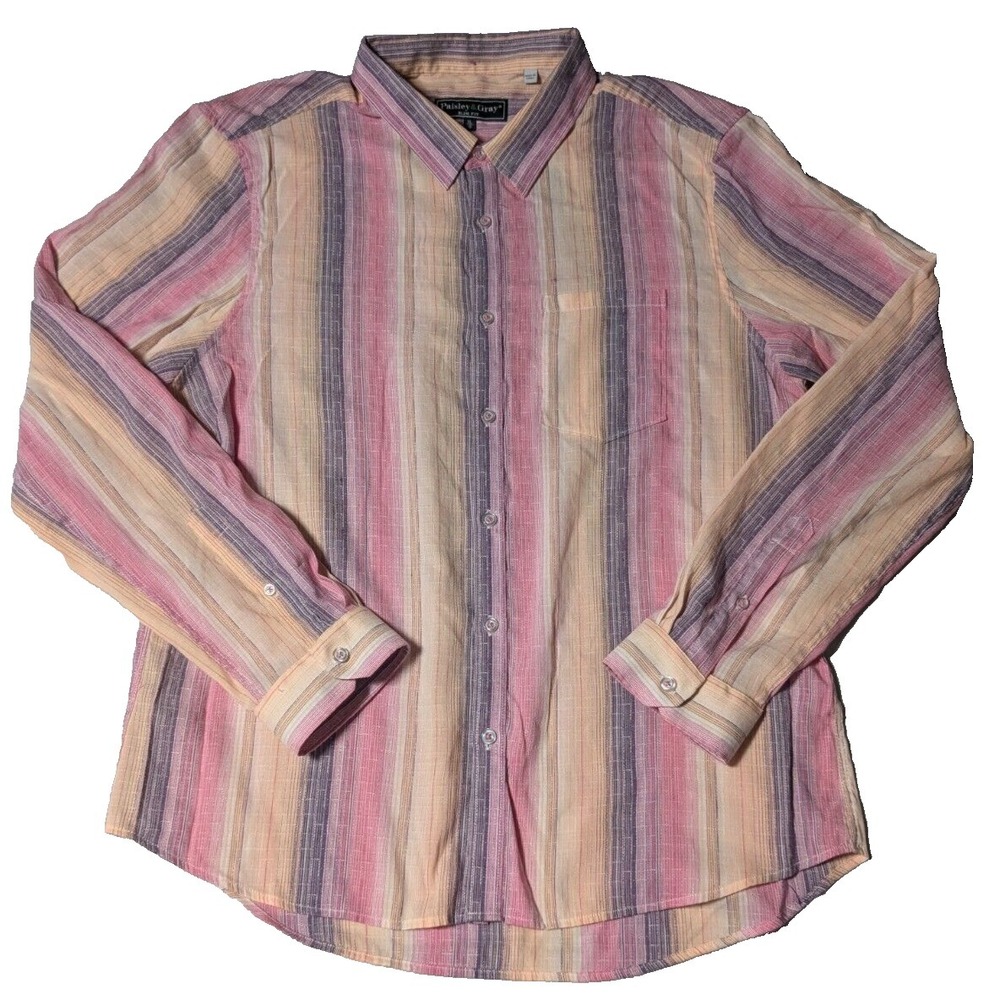 PAISLEY & GRAY SLIM FIT Men XL (18) Rayon Blend Pastel Button-Up Shirt